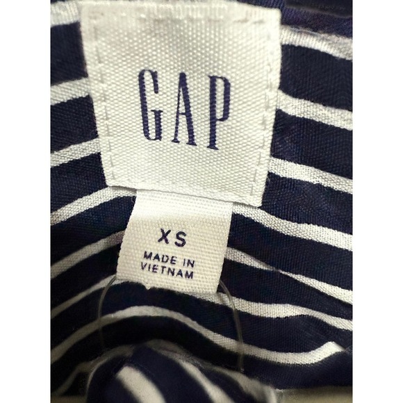 Gap Navy White Striped Button Up Tie Neck Blouse Size XS NWT - Picture 7 of 7